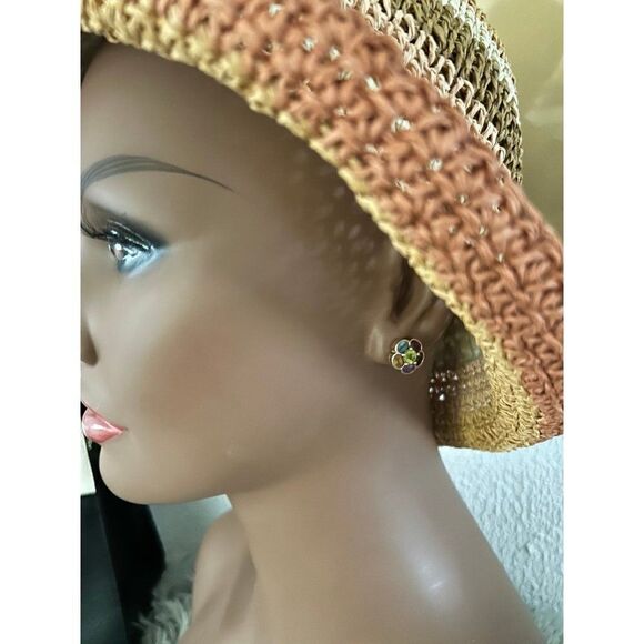 925 Gold Multicolor Stones Stud Earrings - Picture 7 of 7